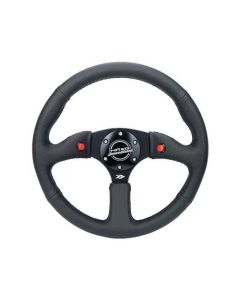 NRG Reinforced Steering Wheel (350mm/ 2.5in. Deep) Sport Leather Racing/ 4mm Matte Black Spoke - RST-023D-R