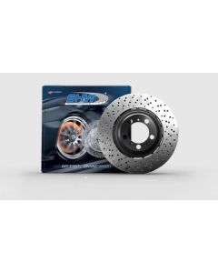 SHW 20-21 Porsche 718 Cayman GT4 4.0L Left Front Drill-Dimp Lightweight Brake Rotor (98135140581) - PFL41787