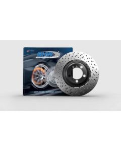 SHW 14-19 Porsche 911 Turbo 3.8L w/o Ceramics Left Rear Drilled-Dimpled LW Brake Rotor (99135240703) - PRL49917