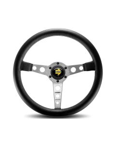 Momo Prototipo Steering Wheel 350 mm - Black Leather/Wht Stitch/Brshd Spokes - PRO35BK0S