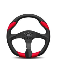 Momo Quark Steering Wheel 350 mm - Black Poly/Black Spokes/Red Inserts - QRK35BK0R
