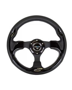NRG Reinforced Steering Wheel (320mm) Blk w/Gloss Black Trim - RST-001BK