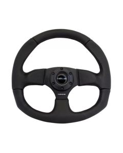 NRG Reinforced Steering Wheel (320mm Horizontal / 330mm Vertical) Leather w/Black Stitching - RST-009R