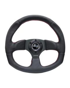 NRG Reinforced Steering Wheel (320mm Horizontal / 330mm Vertical) Leather w/Red Stitching - RST-009R-RS