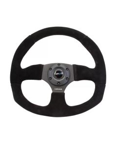 NRG Reinforced Steering Wheel (320mm Horizontal / 330mm Vertical) Black Suede w/Black Stitching - RST-009S