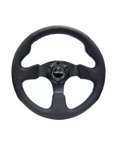 NRG Reinforced Steering Wheel (320mm) Black Leather w/Blue Stitching - RST-012R-BL