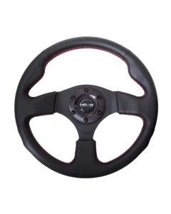 NRG Reinforced Steering Wheel (320mm) Leather w/Red Stitch - RST-012R-RS