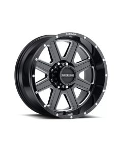 Raceline 940M Hostage 22x12in / 8x170 BP / -44mm Offset / 125.2mm Bore - Black & Milled Wheel - 940M-22281-44