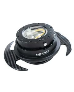 NRG Quick Release Kit Gen 3.0 - Black Body / Black Ring w/ Carbon Fiber Handles - SRK-650CF