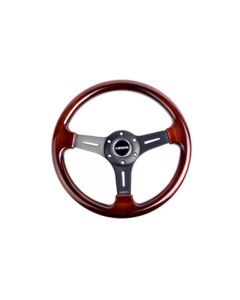NRG Classic Wood Grain Steering Wheel (330mm) Wood Grain w/Matte Black 3-Spoke Center - ST-015-1BK