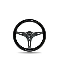 NRG Classic Wood Grain Steering Wheel (350mm) Black Paint Grip w/Black 3-Spoke Center - ST-015BK-BK