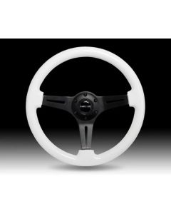 NRG Classic Wood Grain Steering Wheel (350mm) Glow-N-The-Dark Green Grip w/Black 3-Spoke Center - ST-015BK-GL
