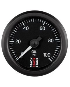 Autometer Stack 52mm 0-100 PSI 1/8in NPTF (M) Mechanical Oil Pressure Gauge - Black - ST3102
