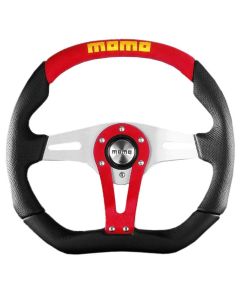 Momo Trek Steering Wheel 350 mm - 4 Black AirLeather/Brshd Al Spokes - TRK35BK0R