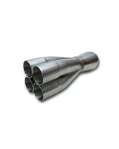 Vibrant 4-1 SS Merge Collectors (2-1/8in Inlet Slipover ID 3-1/2in Merge Outlet OD) Single Unit - 10312