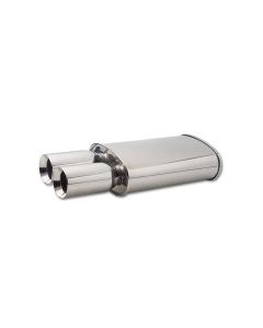 Vibrant StreetPower Oval Muffler w/ Dual 3.5in Round Tips Straight Cut Beveled Edge 2.5in inlet I.D. - 1040