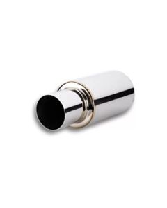 Vibrant TPV Turbo Round Muffler (17in Long) with 4in Round Tip Straight Cut - 3in inlet I.D. - 1062