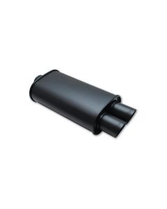 Vibrant StreetPower FLAT BLACK Oval Muffler with Dual 3in Outlet - 3in inlet I.D. - 1149