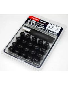 Rays M12x1.50 5 Hole 16pcs Nut 4pcs Lock Nut w/Adapter & Lock Nut Key - Black - W171215B