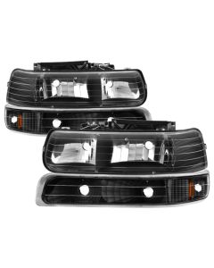Xtune Chevy TahOE 00-06 Amber Crystal Headlights w/ Bumper Lights Black HD-JH-CSIL99-SET-AM-BK - 5064219
