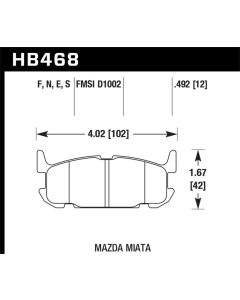 Hawk 04-05 Mazda Miata HT-10 Race Rear Brake Pads - HB468S.492