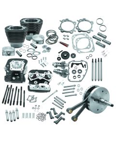 S&S Cycle 00-06 BT 124in Hot Set Up Kit w/ S&S Cylinder Heads - Wrinkle Black - 900-0565