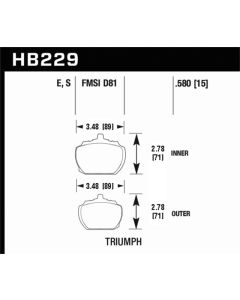 Hawk 70-73 Triumph Stag / 80-82 Triumph TR8 HT-10 Race Front Brake Pads - HB229S.580