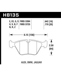 Hawk 89-90 Audi 100 Quattro 2.2L Base 1 Piston Caliper Front ER-1 Brake Pads - HB135D.760