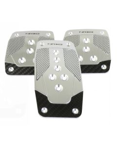 NRG Silver with Black Carbon Manual Aluminum Sport Pedal Universal- NRG-PDL-400SL