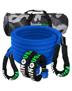 Rhino USA 7/8In X 30Ft Kinetic Rope Recovery Kit W/Soft Shackles (Blue) - RG-KRKIT78X30-BLU