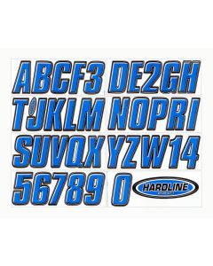 Hardline Boat Lettering Registration Kit 3 in. - 800 Blue/Black - BLBLK800