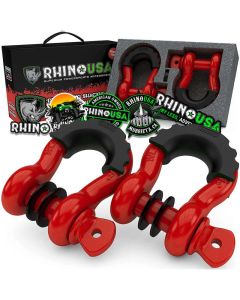 Rhino USA 3/4In D-Ring Shackle Set (2-Pack)(Red) - RNO-RED-SHACKLES
