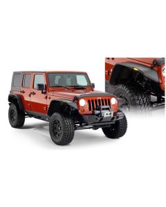 Bushwacker 07-18 Jeep Wrangler Unlimited Flat Style Flares 4pc 4-Door Sport Utility Only - Black - 10918-07