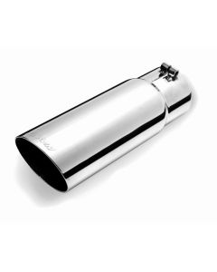 Gibson Round Single Wall Angle-Cut Tip - 3.5in OD/2.75in Inlet/10in Length - Stainless - 500420