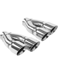 MagnaFlow Tip Stainless Double Wall Round Dual Outlet Polish 3in DIA 2.25in Inlet 9.75in Len (qty 2) - 35229