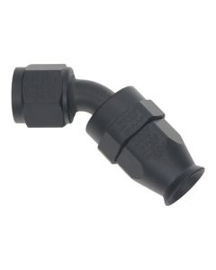 DeatschWerks 8AN Female Swivel 45-Degree Hose End PTFE (Incl 1 Olive Insert) - Anodized Matte Black - 6-02-0855-B