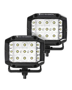 Go Rhino Xplor Bright Series Sideline Cube LED Spot Light Kit (Surface Mount) 4x3 - Blk (Pair) - 750300323SCS