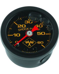 Bikers Choice 0-60 PSI Oil Pressure Gauge Black Face Black Bezel Liquid Filled Universal Custom - 496459