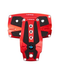 NRG Brushed Aluminum Sport Pedal A/T - Red w/Black Rubber Inserts - PDL-250RD