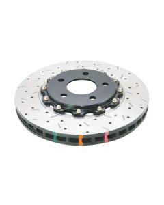 DBA 05-10 Ford Mustang GT / 11-13 V6 Front Drilled & Slotted 5000 Series 2 Piece Rotor w/ Black Hat - DBA52113BLKXS