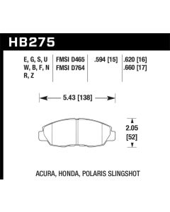 Hawk Honda 98-02 Accord / 06-11 Civic / Polaris Slingshot HT-10 Race Front Brake Pads (Two Pads/Box) - HB275S.594