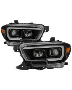 xTune 16-18 Toyota Tacoma SR/SR5 DRL Projector Headlights w/Turn Signal - Blk (PRO-JH-TTA16-SR-BK) - 9042997