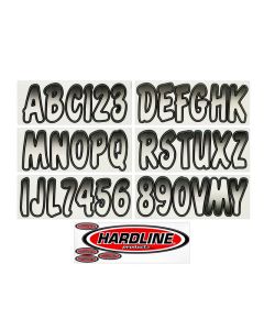 Hardline Boat Lettering Registration Kit 3 in. - 200 White/Black - WHBKG200