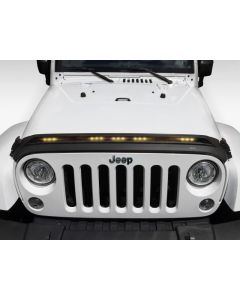 AVS 2007-2018 Jeep Wrangler JK Aeroskin Low Profile Hood Shield w/ Lights - Black - 753060