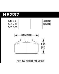 Hawk Wilwood BB / AP Racing / Outlaw Black Rear Brake Pads - HB237M.625
