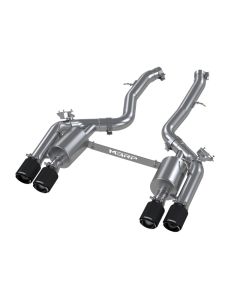 MBRP T304 Stainless Steel 3 Inch Resonator-Back Dual Rear Quad Outlet with Carbon Fiber Tips Active - S45023CF