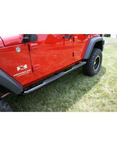 Rugged Ridge 3-In Round Side Steps Black 07-18 4-Door Jeep Wrangler - 11590.06