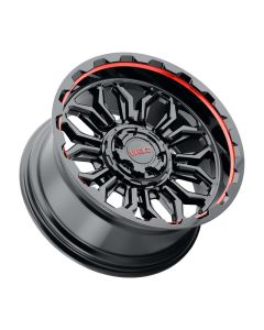 Weld Off-Road W140 20X10 Flare 6X135 6X139.7 ET-18 BS4.75 Gloss Black MIL Red 106.1 - W14000098475