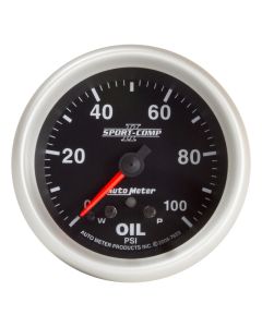 AutoMeter Gauge Oil Press 2-5/8in. 100PSI Stepper Motor W/ Peak & Warn Sport-Comp II - 7653
