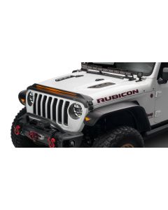 AVS 2018-2019 Jeep Wrangler (JL) Aeroskin Low Profile Hood Shield w/ Lights - Black - 753156